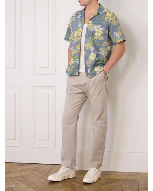 Camicia in cotone floreale con colletto aperto Palm di Hartford in Blue da Uomo
