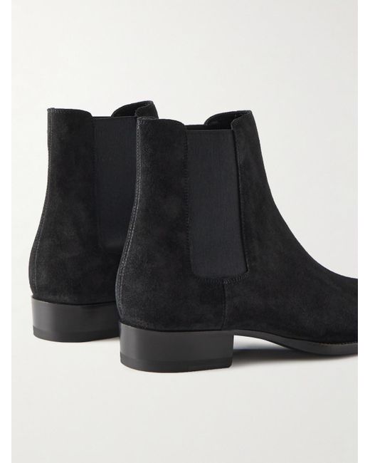 Saint Laurent Black Wyatt 30 Suede Boot for men