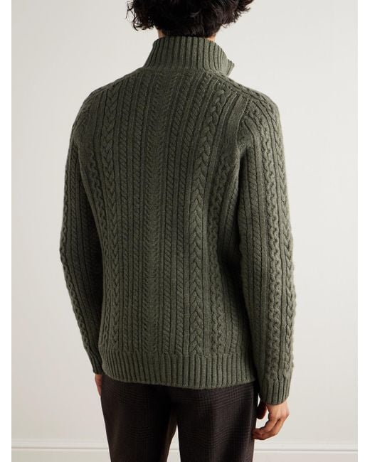 James Purdey & Sons Green Burlington Cable-Knit Wool And Cashmere Zip-Up Cardigan for men