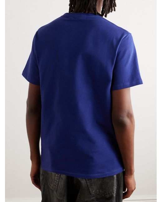 T-shirt in jersey di cotone con logo ricamato di Loewe in Blue da Uomo