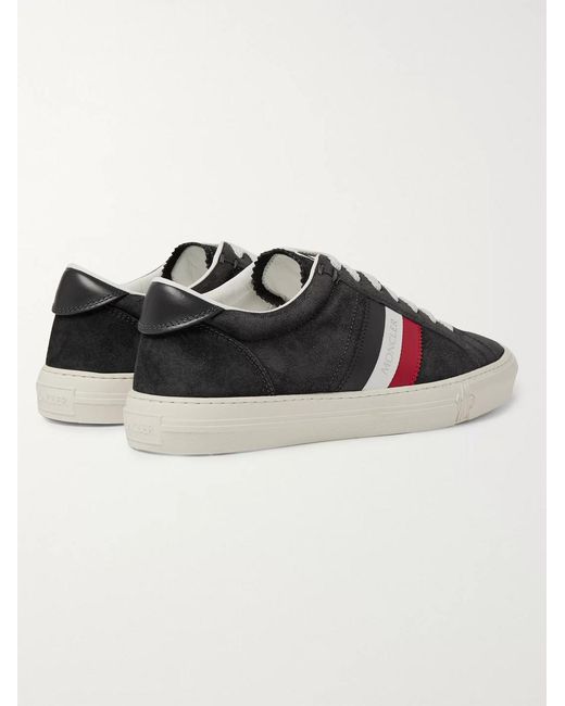 Moncler Black New Monaco Leather And Suede Sneakers for men