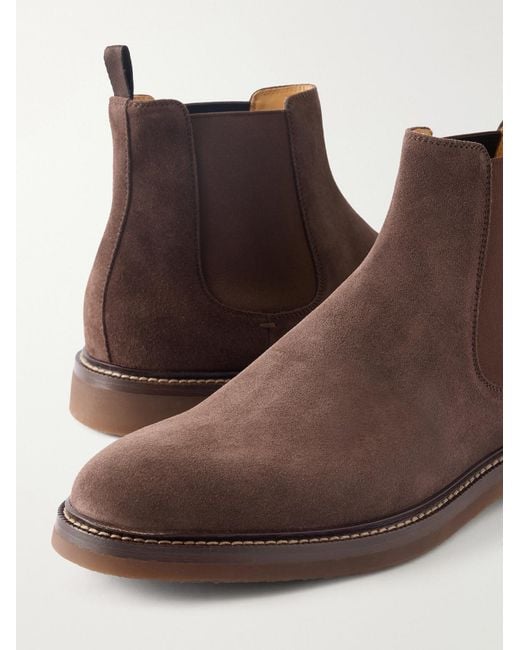 Brunello Cucinelli Brown Suede Chelsea Boots for men