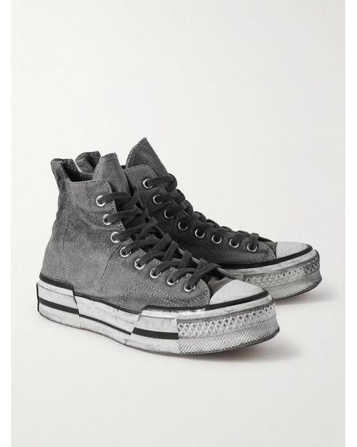 Sneakers alte in tela effetto consumato a pannelli Chuck 70 Plus di Converse in Gray da Uomo