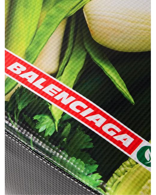 Balenciaga Green Antwerp Printed Leather Tote Bag for men