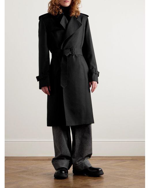 Burberry Doppelreihiger Trenchcoat aus einer Seidenmischung mit Gürtel in Black für Herren