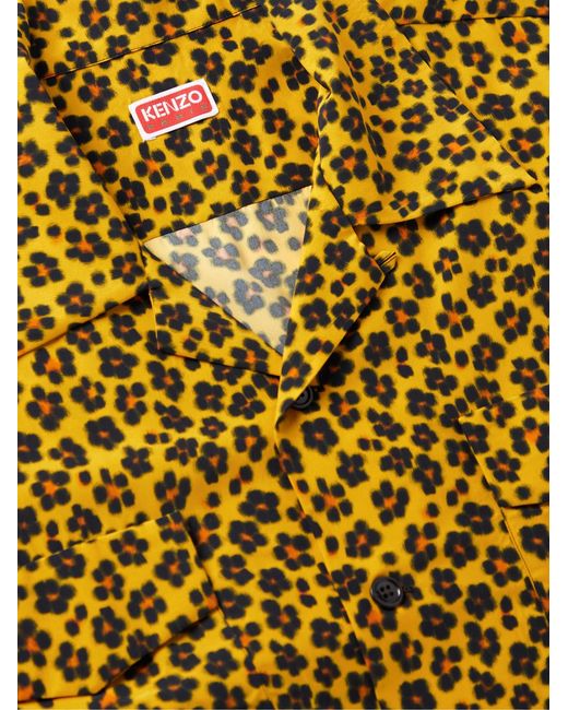 KENZO Yellow Hana Camp-Collar Floral-Print Crepe Shirt for men