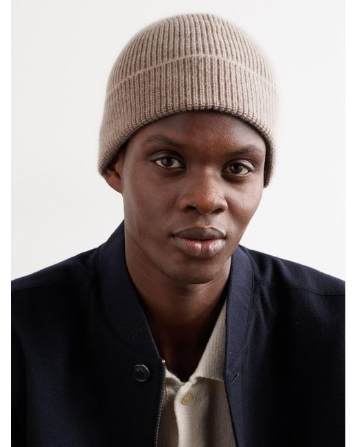 Zegna Natural Ribbed Oasi Cashmere Beanie for men