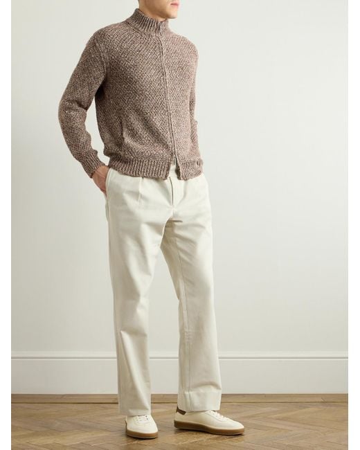 Loro Piana Gray Silk And Cashmere-Blend Zip-Up Cardigan for men