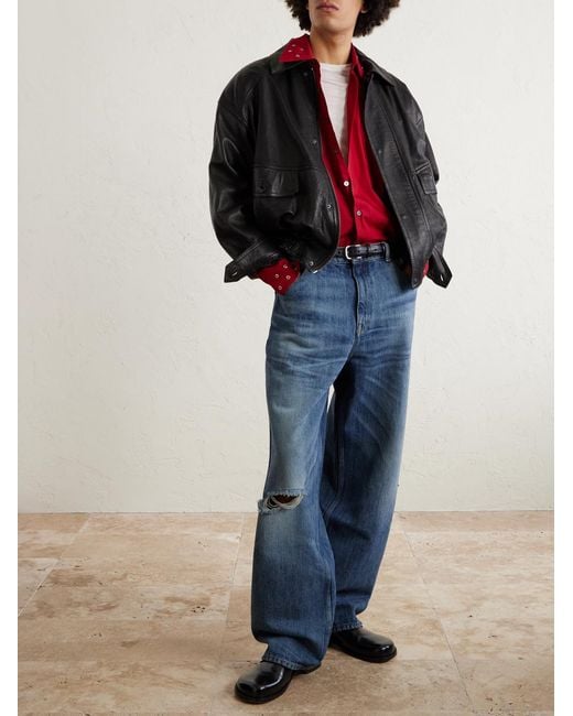 Jeans A Gamba Larga Effetto Consumato di Our Legacy in Blue da Uomo