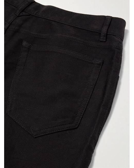 Mr P. Black Straight-Leg Organic Cotton-Moleskin Trousers for men