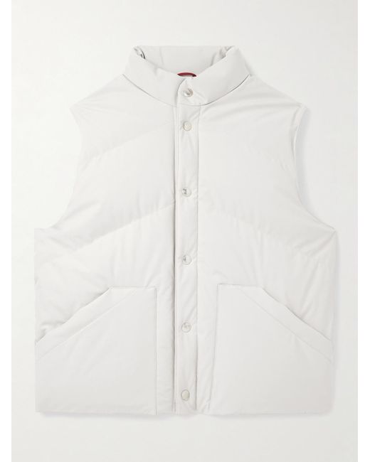 Brunello Cucinelli White Quilted Shell Down Gilet for men