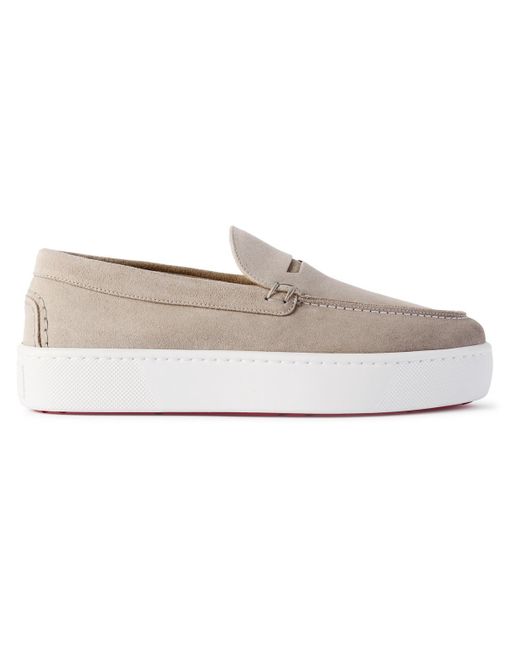 Christian Louboutin White Paqueboat Suede Penny Loafers for men