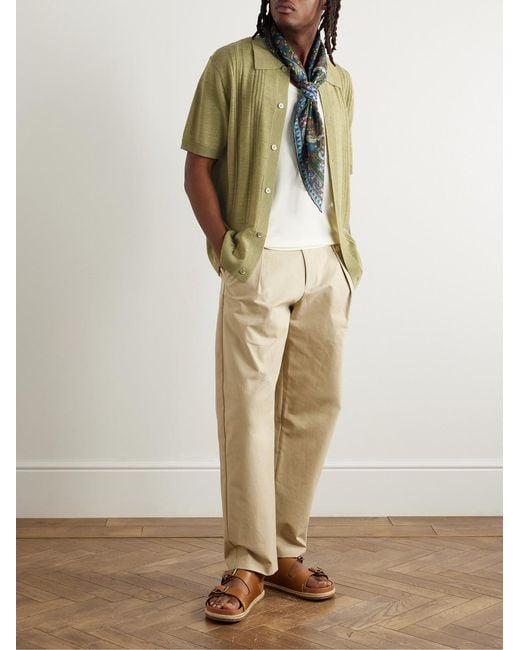 NN07 Green Thor 6584 Pointelle-Knit Wool-Blend Shirt for men