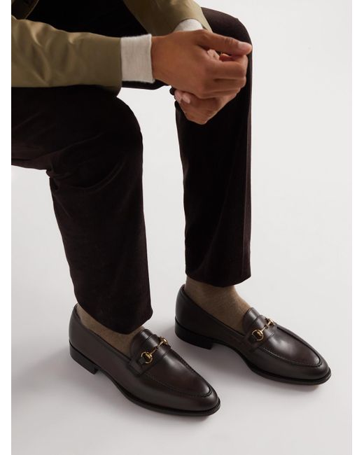 George Cleverley Brown Horsebit Leather Loafers for men