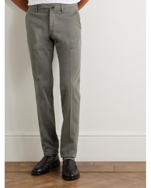 Slowear Gray Incotex Straight-leg Cotton-blend Twill Trousers for men