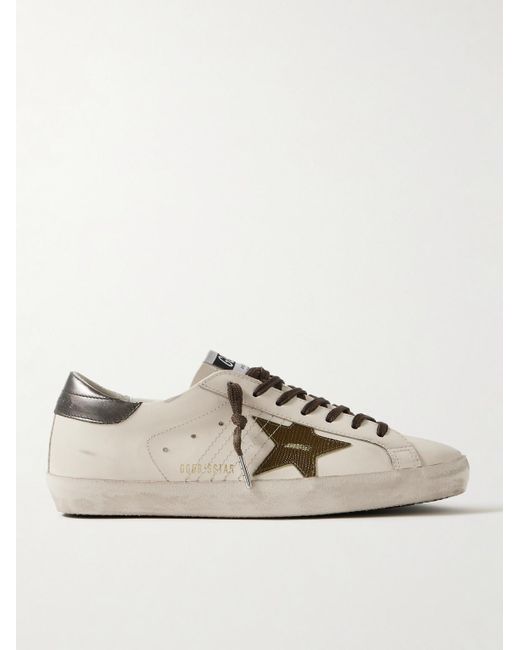Golden Goose Deluxe Brand Natural Super-star Distressed Leather Sneakers for men