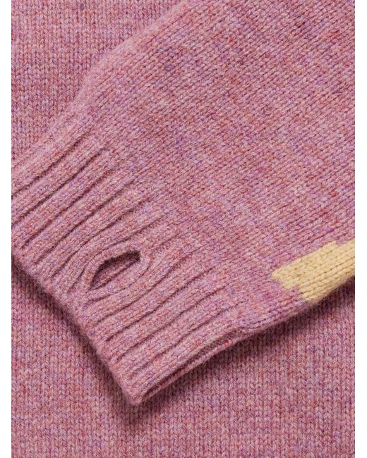 Kapital Pink Bone Oversized Intarsia Wool Sweater for men