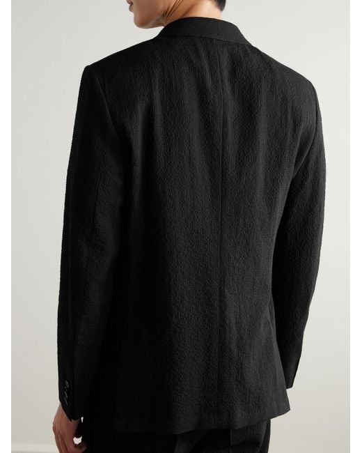 Mr P. Black Wool-Blend Seersucker Suit Jacket for men
