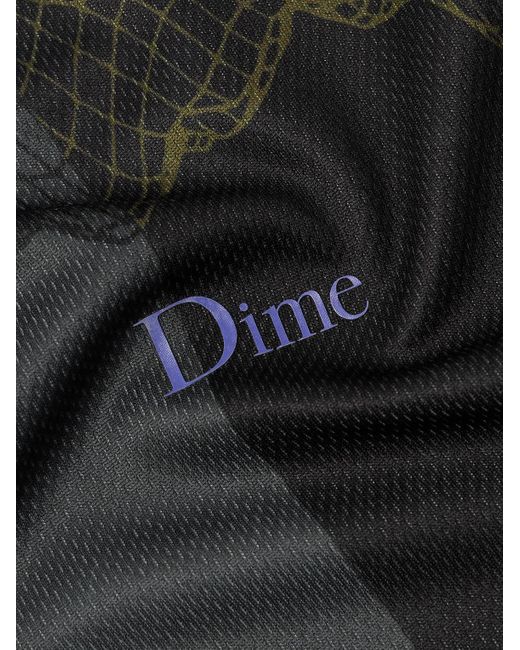 Dime Black Striker Logo-print Embroidered Striped Jersey T-shirt for men