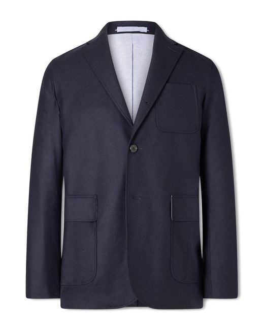 Beams Plus Blue Wool-Blend Flannel Blazer for men