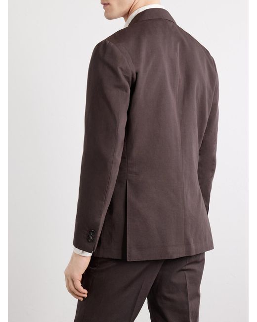 J. Mueser Brown Cotton And Linen-blend Suit Jacket for men