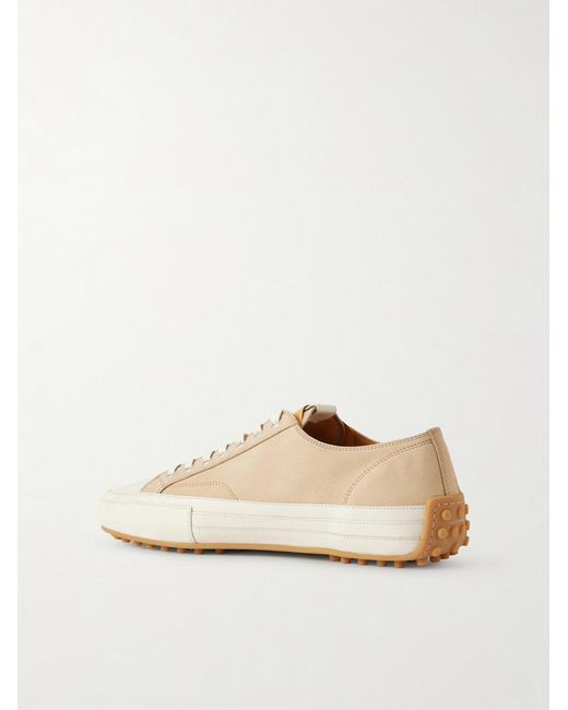 Tod's Natural Cassetta Leather-trimmed Nubuck Sneakers for men