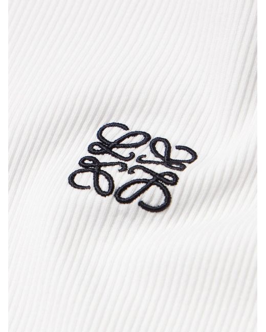Loewe Oversized-Oberteil aus gerippter Baumwolle mit Logostickerei in White für Herren