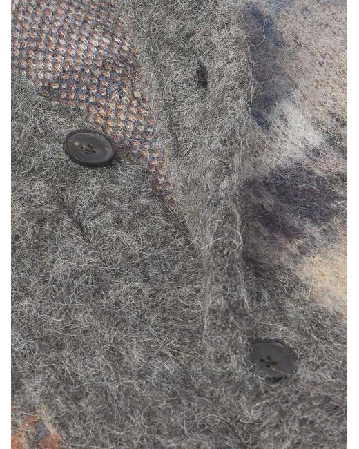 Mr P. Gray Brushed Jacquard-Knit Cardigan for men