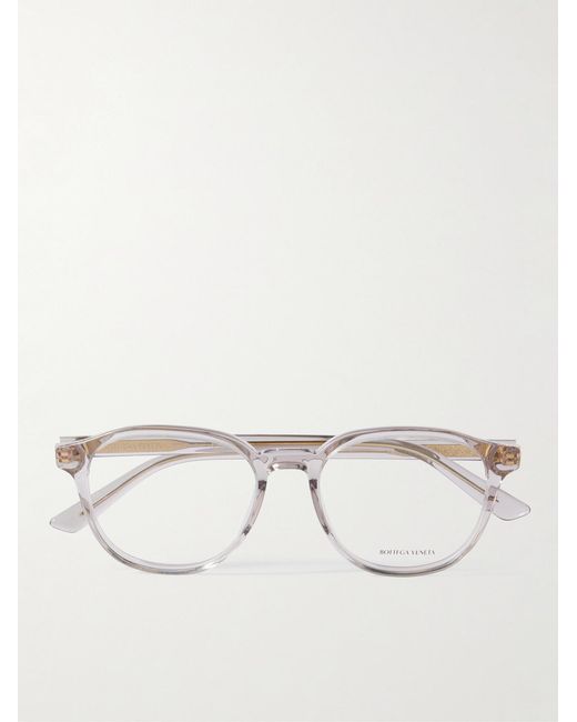 Bottega Veneta Natural Round-Frame Recycled-Acetate And-Tone Optical Glasses for men