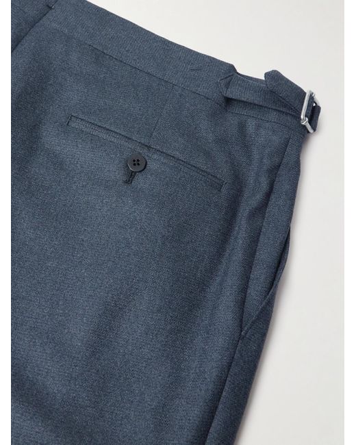 STÒFFA Blue Straight-Leg Pleated Wool-Flannel Trousers for men