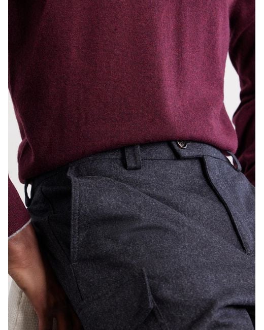 Brunello Cucinelli Blue Tapered Virgin Wool Cargo Trousers for men
