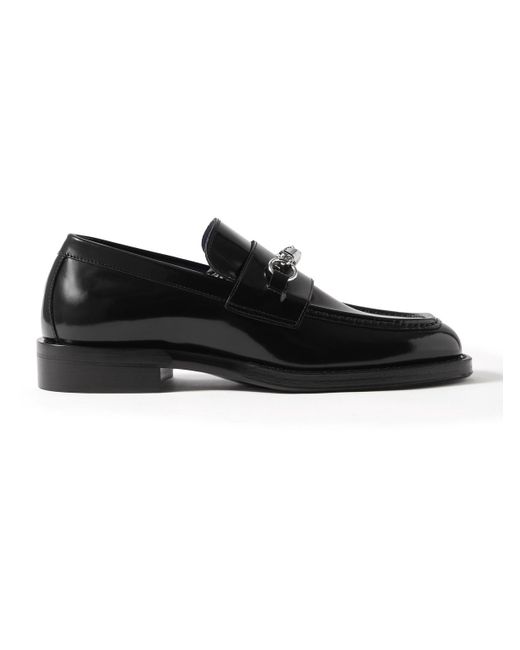 Burberry Black Embellished Glossed-leather Loafers for men