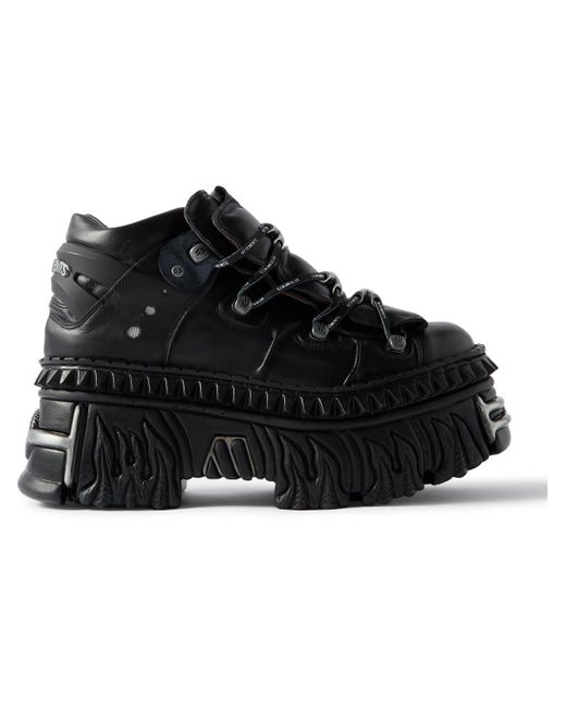 Vetements Black New Rock Embellished Leather Platform Sneakers for men