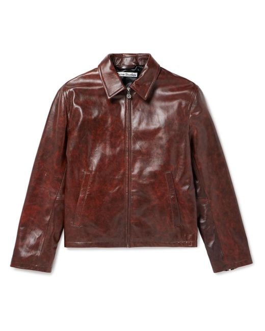 Acne Brown Leather Blouson Jacket for men