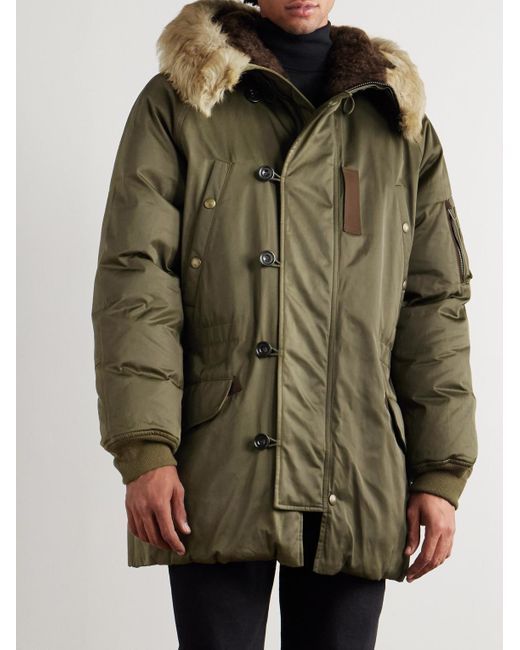 Ralph Lauren Green Shearling-Trimmed Shell Down Jacket for men
