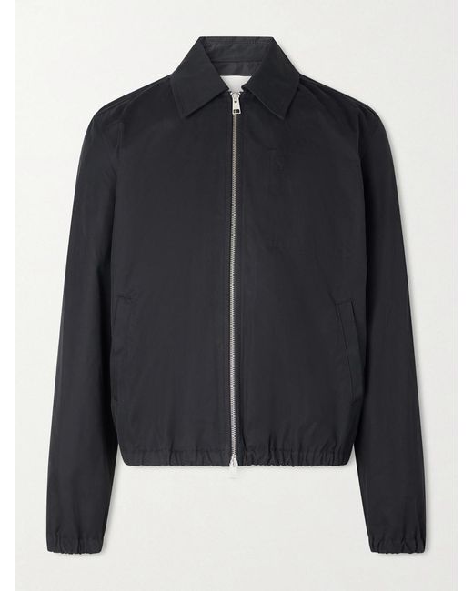 AMI Black Logo-Embossed Cotton-Gabardine Blouson Jacket for men