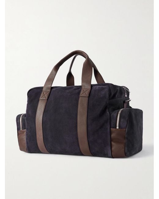 Brunello Cucinelli Weekender aus Veloursleder mit Lederbesatz in Black für Herren