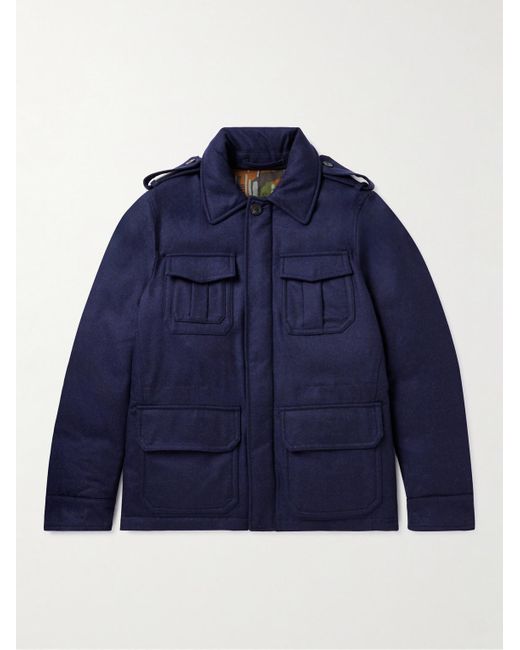 Incotex Blue Montedoro Padded Wool-twill Down Field Jacket for men