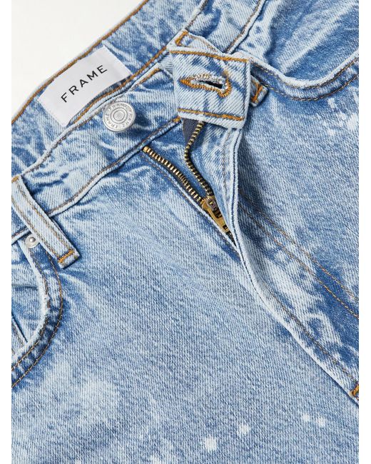 FRAME Blue The Boxy Straight-Leg Distressed Paint-Splattered Jeans for men