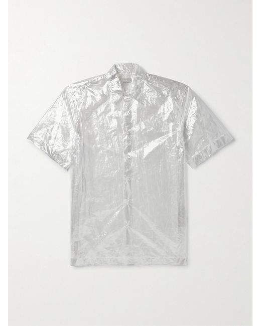 Dries Van Noten White Double-Faced Crinkled-Shell Shirt for men
