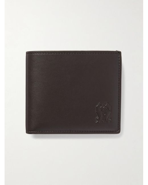 Brunello Cucinelli Black Logo-debossed Leather Wallet for men