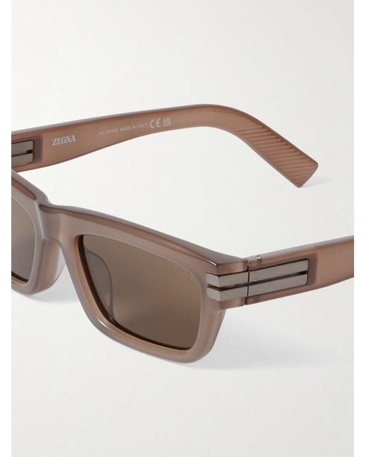 Zegna Brown Square-Frame Acetate Sunglasses for men
