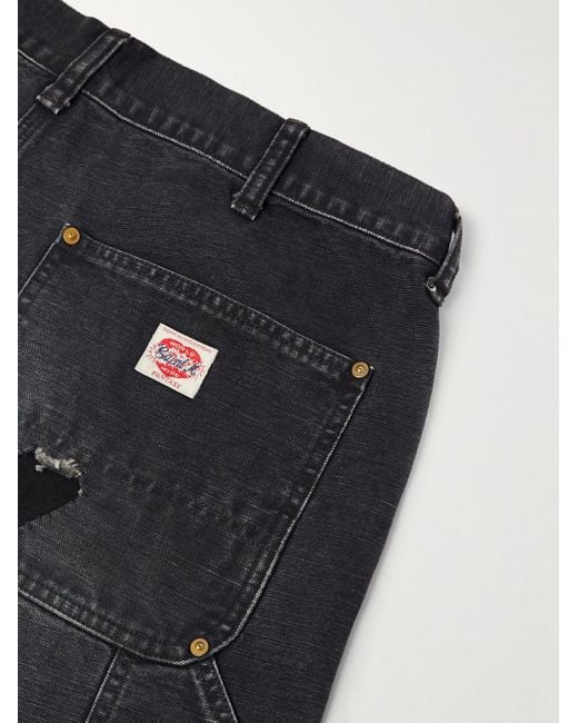 SAINT Mxxxxxx Black Slim-Fit Flared Double-Knee Distressed Jeans for men