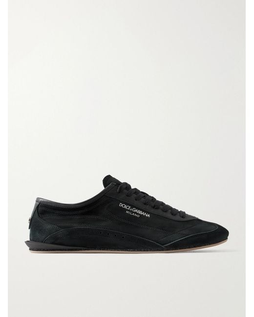 Dolce & Gabbana Black Leather-Trimmed Suede Sneakers for men