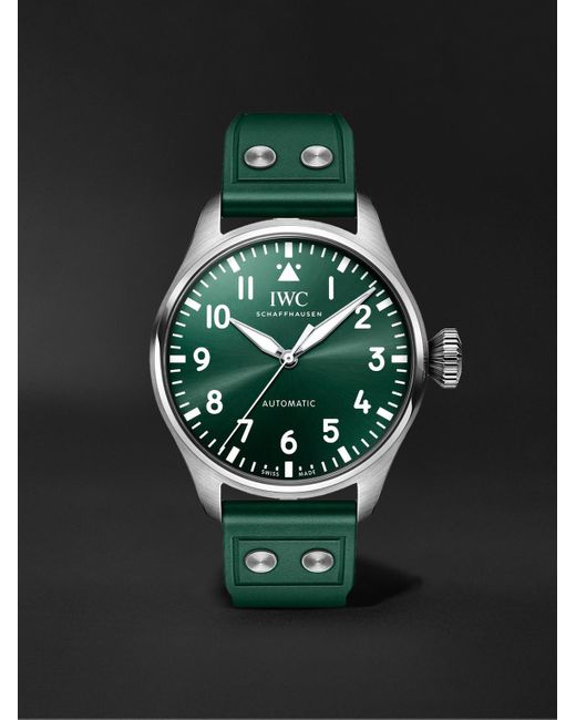 Iwc Green Big Pilot's Automatic 43mm Stainless Steel And Rubber Watch for men