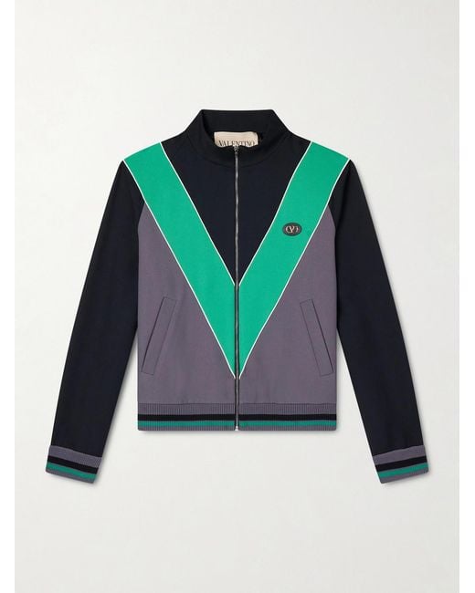 Valentino Garavani Black Logo-appliquéd Jersey Track Jacket for men