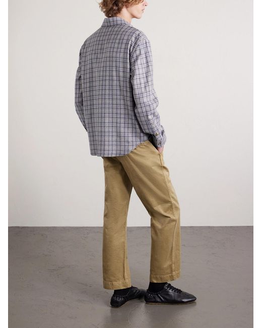 Versace Brown Checked Wool-Flannel Shirt for men