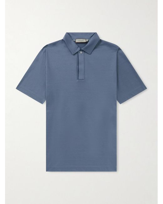 Canali Blue Cotton-Jersey Polo Shirt for men