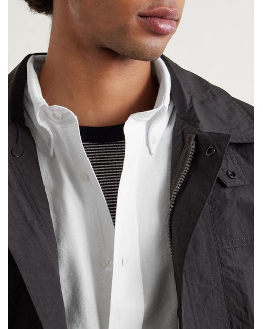 Officine Generale White Button-Down Collar Cotton Oxford Shirt for men