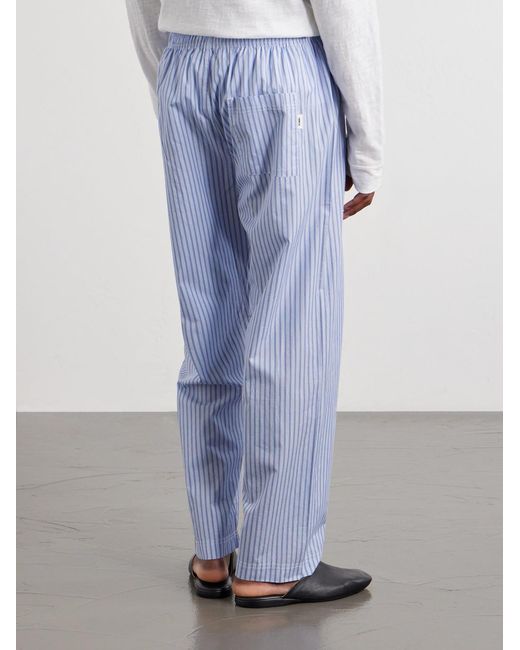 Tekla Blue Straight-Leg Striped Organic Cotton Pyjama Trousers for men